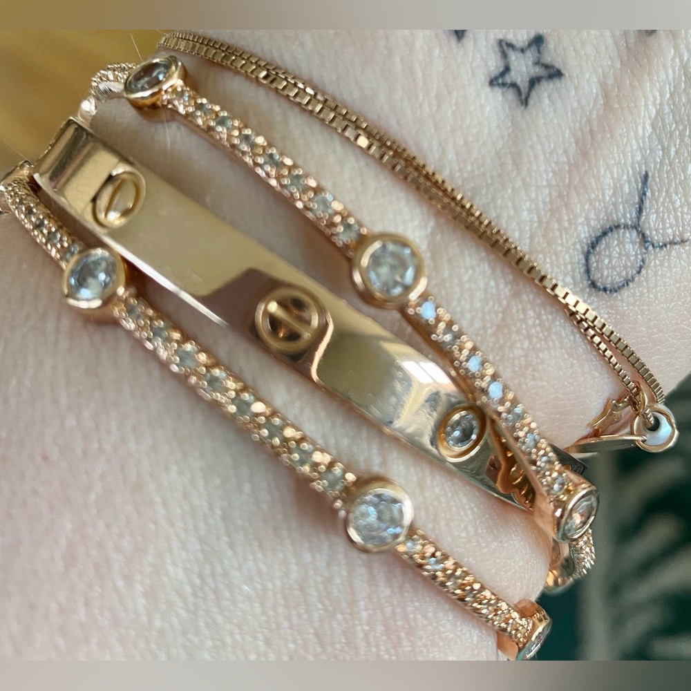 Freida Rothman Rose Gold Bangle Set - Picture 5 of 8